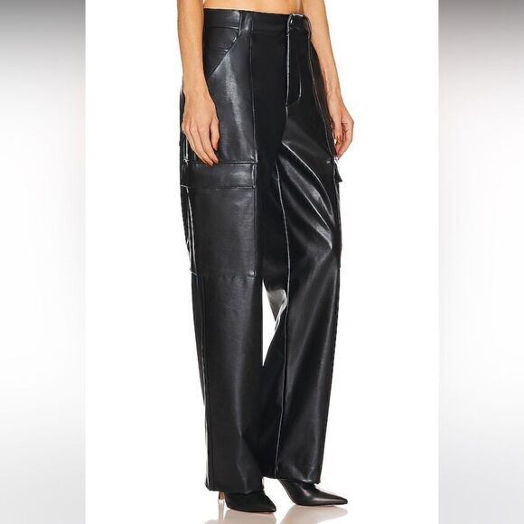 NWT Helsa Waterbased Faux Leather Cargo Pant in Black - Picture 4 of 13
